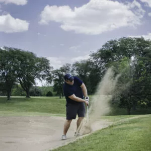 map playing golf out of the sand pit